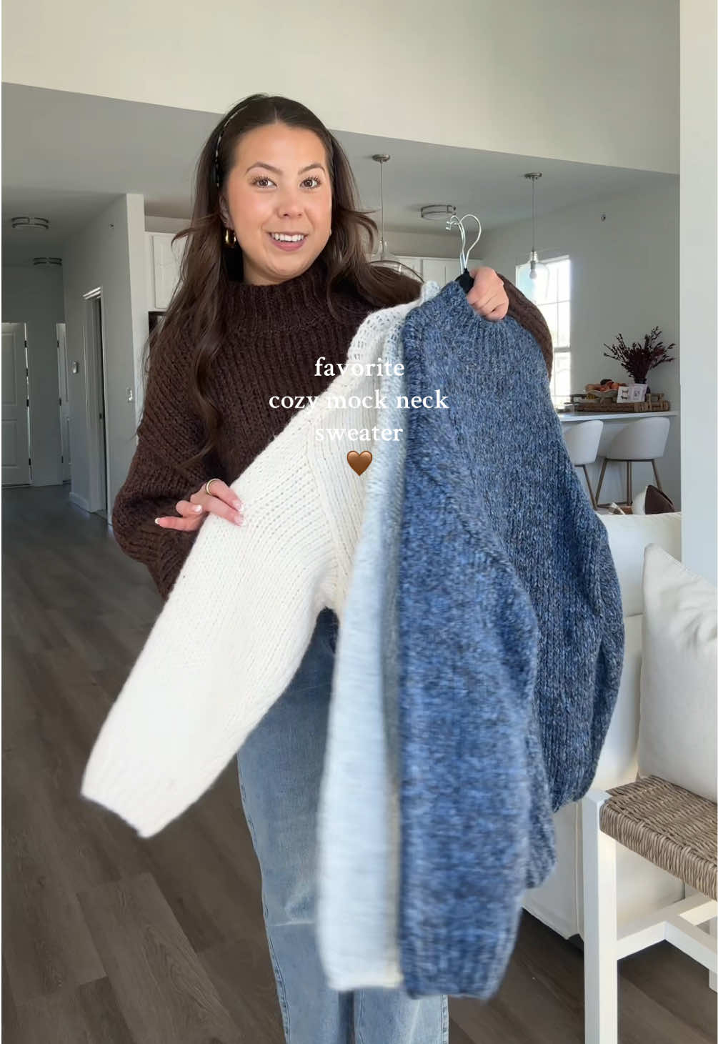 chunky & oversized mock neck sweater that’ll keep you warm and cozy all winter 😌🤍 I’m 5’2 wearing a size medium! #mocknecksweater #oversizedsweater #chunkyknit #chunkyknitsweater #tiktokshopblackfriday 