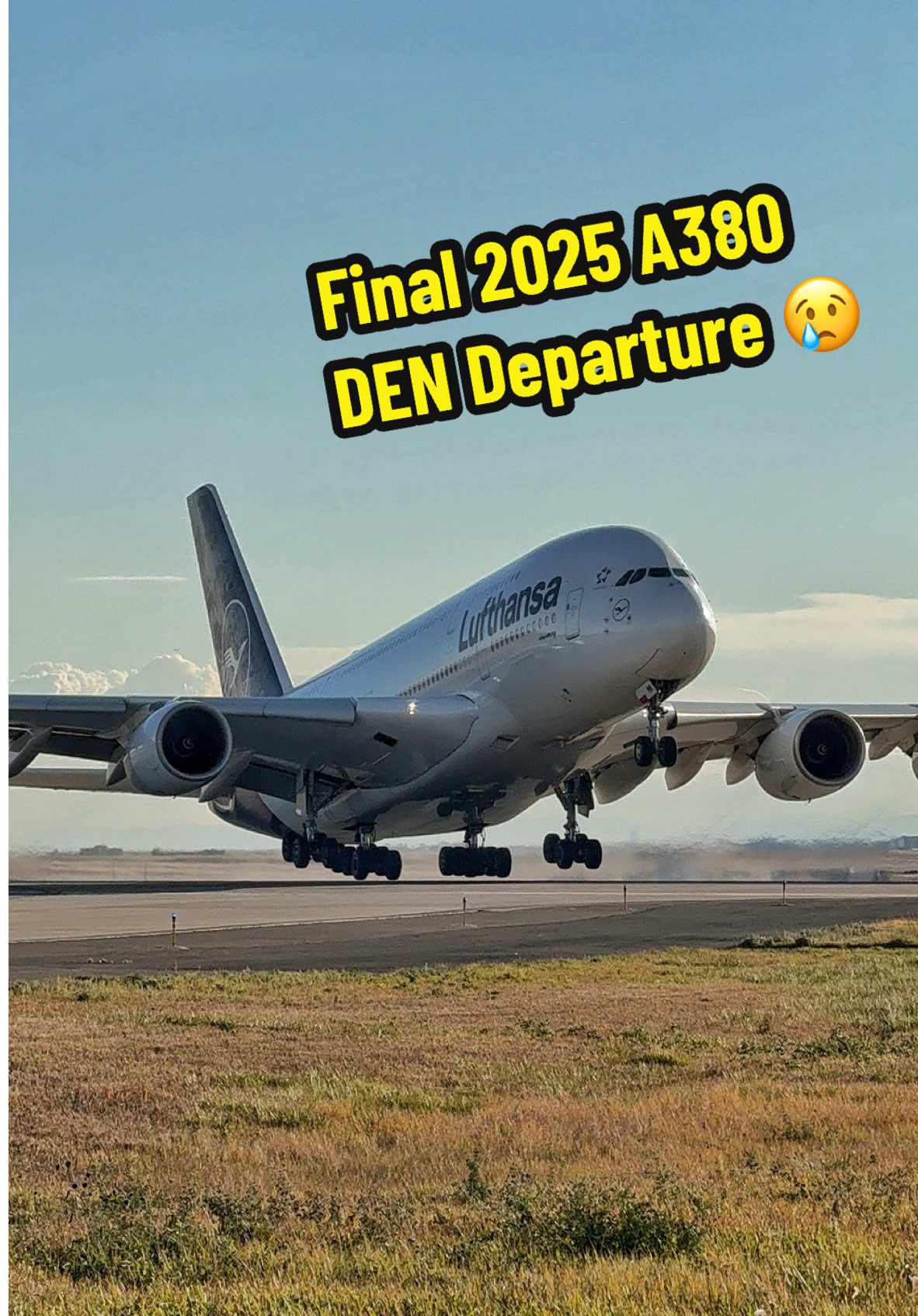 That’s all, folks! Yesterday marked the final day of @Lufthansa A380 service to DEN for the 2025 summer season. The route will be flown with an A350-900 for the rest of the year. It was an amazing summer getting to see this beast almost every day at work! I hope the King returns for summer 2026. #airportops #airport #airportlife #airportview #aviation #aviationlovers #denverinternationalairport #avgeek #aviationgeek #plane #airplane #takeoff #flying #airbus #a380 #kingoftheskies #megaplane #fyp #foryoupage 