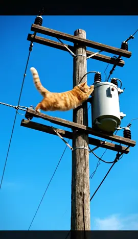   🤣 Shocked Cat Falls from Wire But Its Reaction is PRICELESS! We accidentally recorded this unbelievable moment! A cat was calmly walking on the electrical wires when it approached a utility pole, touched a small transformer box, and triggered a huge explosion and sparks! The cat was launched into the air by the blast and fell to the ground a few seconds later. The funniest part? Right after landing, it immediately looks up at the camera and lets out that classic 