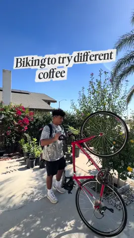 Today we’re riding to Qamaria coffee to try some Yemeni coffee🤙🏽 the latte and cheesecake were solid and I fw the overall vibe of the place #qamariayemenicoffee #riversidecaliforina #inlandempire #coffeetok #cycling  