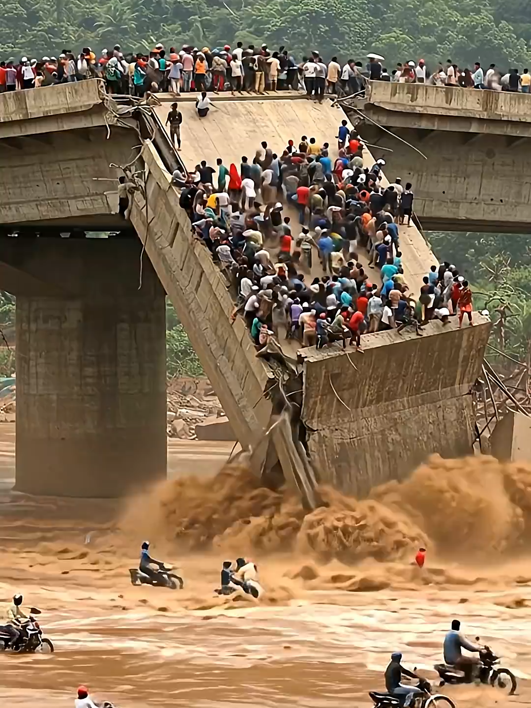 Moment the Bridge Collapses Due to Flooding! #shorts-16