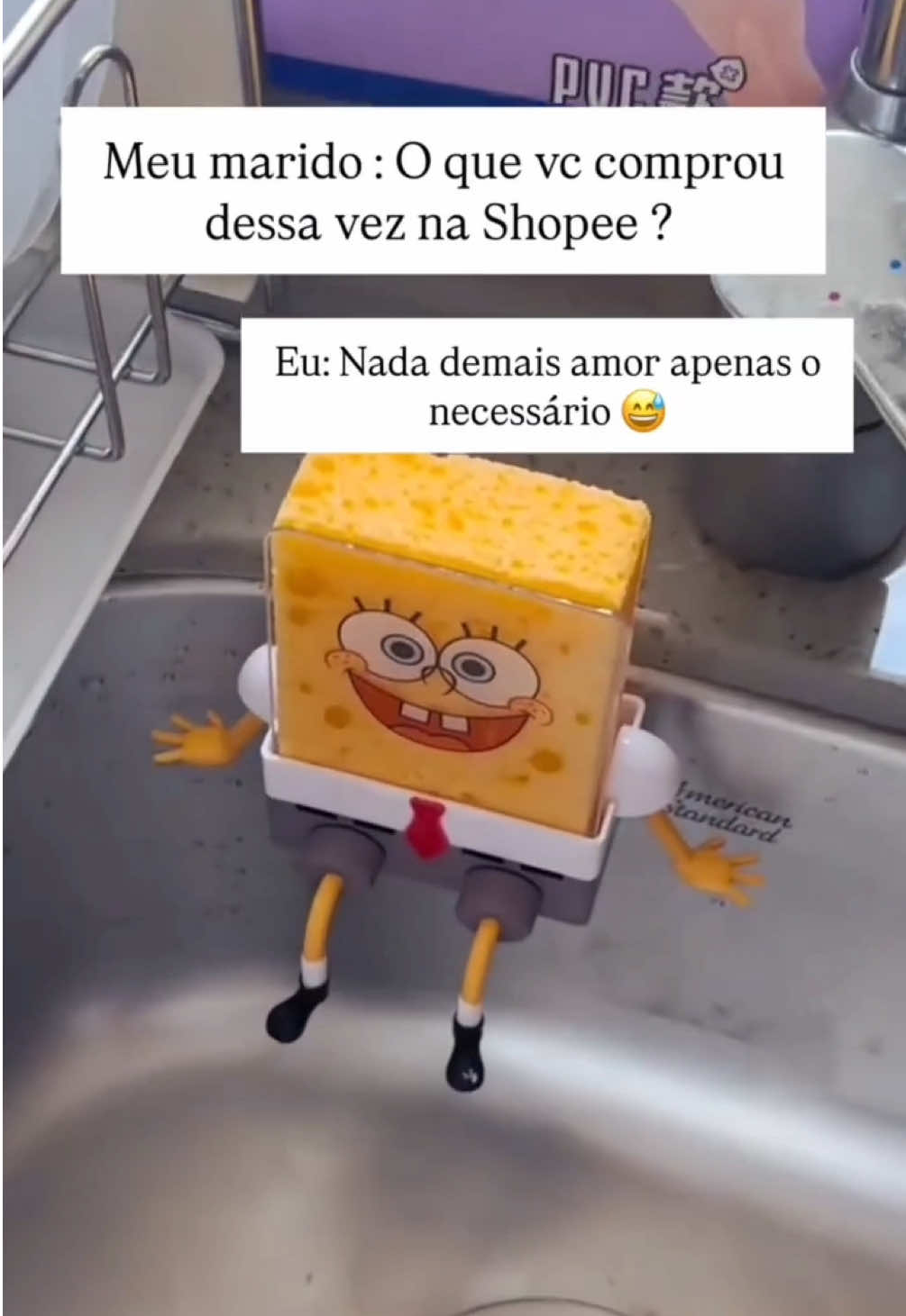 Suporte para Esponja Bob Esponja - Organizador Criativo para Cozinha 🧽😍 #cozinha #bobesponja #suporteparaesponja #acheinashopee #produtosdashopee 