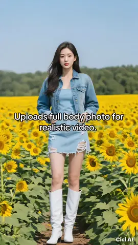 New ai filter walking through sunflower. Uploads full body image for realistic video. #ai #foryou #viral 