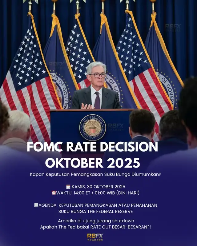 🚨 BREAKING NEWS DARI WASHINGTON! 🗓️ Kamis, 30 Oktober 2025 — 01:00 WIB ‼️ FOMC RATE DECISION LIVE! Amerika di ujung jurang shutdown… Apakah The Fed bakal RATE CUT BESAR-BESARAN?! 😱 📉 Dolar siap tumbang 💰 📈 EMAS bisa MELEDAK ke REKOR BARU!! 🔥 #FOMC #RateCut #Gold #XAUUSD #TraderIndonesia
