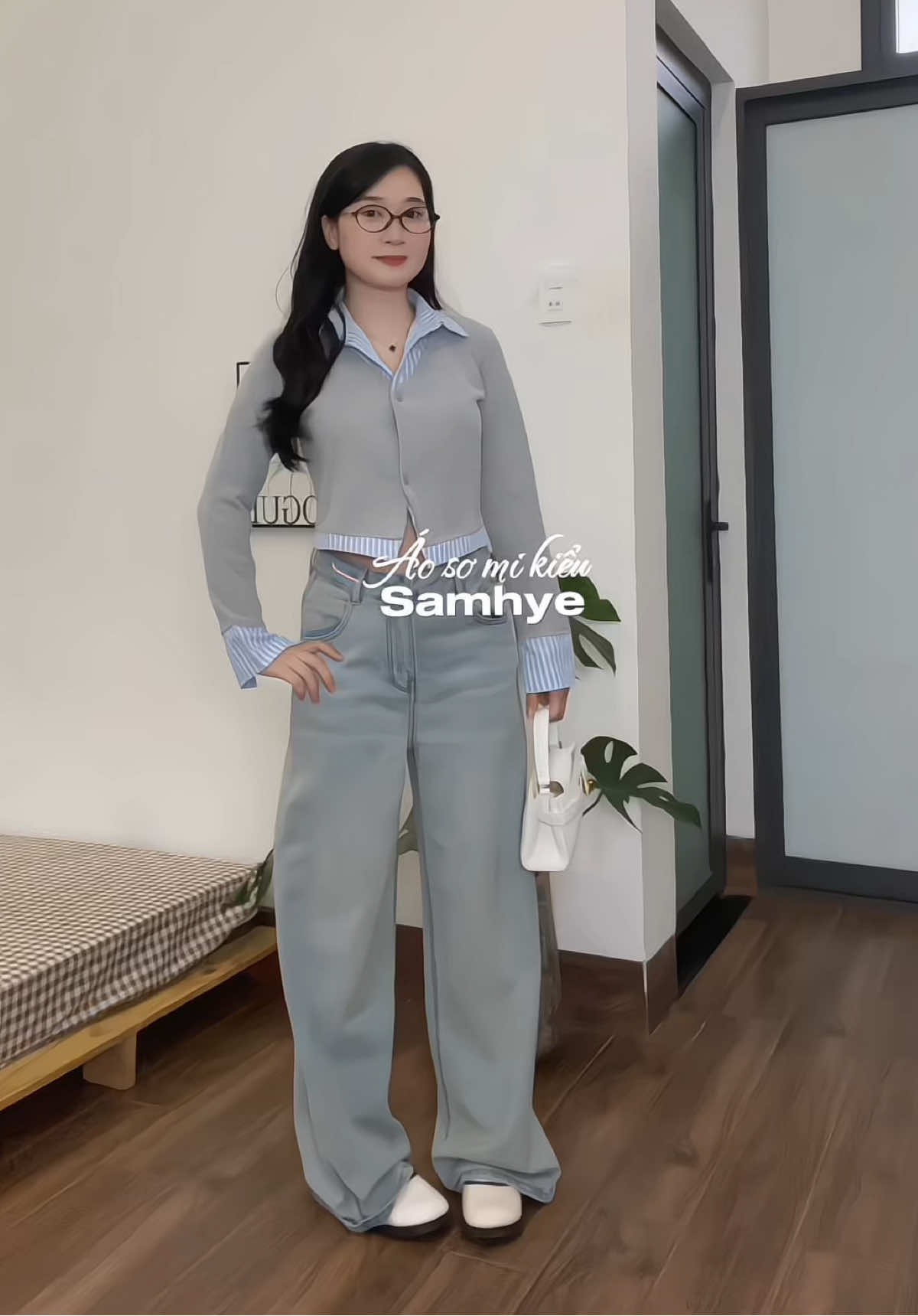 Áo sơ mi mix cardigan phù hợp mặc mùa đông  #somi #cardigan #samhyewear 