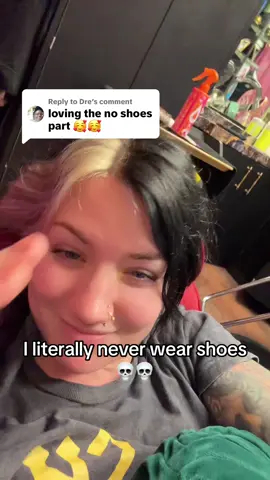 Replying to @Dre oopsie lol I’m literally chillin at work like that too 😂 #noshoes #oopsie #feetcare #barefoot #workflow 