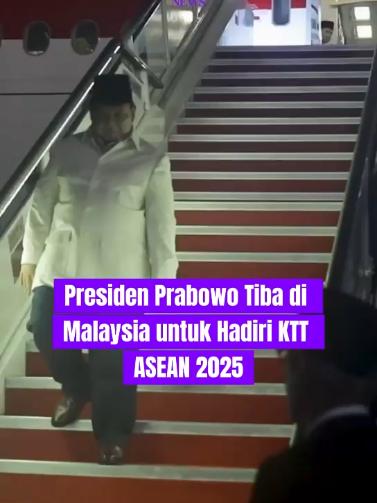 Presiden Prabowo Subianto tiba di Malaysia untuk menghadiri KTT ASEAN 2025. #prabowo #prabowosubianto #presiden #fyp