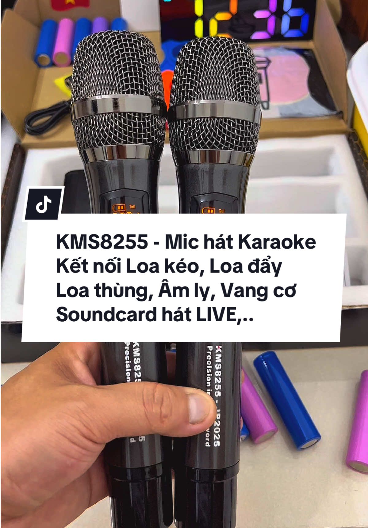 KMS8255 - Mic hát Karaoke. Kết nối Loa kéo, Loa đẩy, Loa thùng, Âm ly, Vang cơ, Soundcard hát LIVE, Mixer,.. 