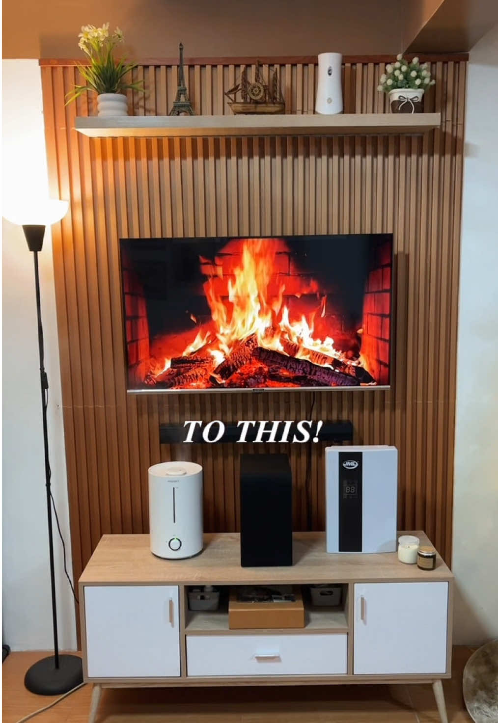 Ang ganda ng kinalabasan ng DIY makeover namin sa sala dahil sa PVC fluted wall panel na to!! Malinis, aesthetic, ang sarap sa mata! 😍🥰💖 #wallpanel #livingroominspo #pvcwallpanel #flutedwallpanel #livingroomdecor 