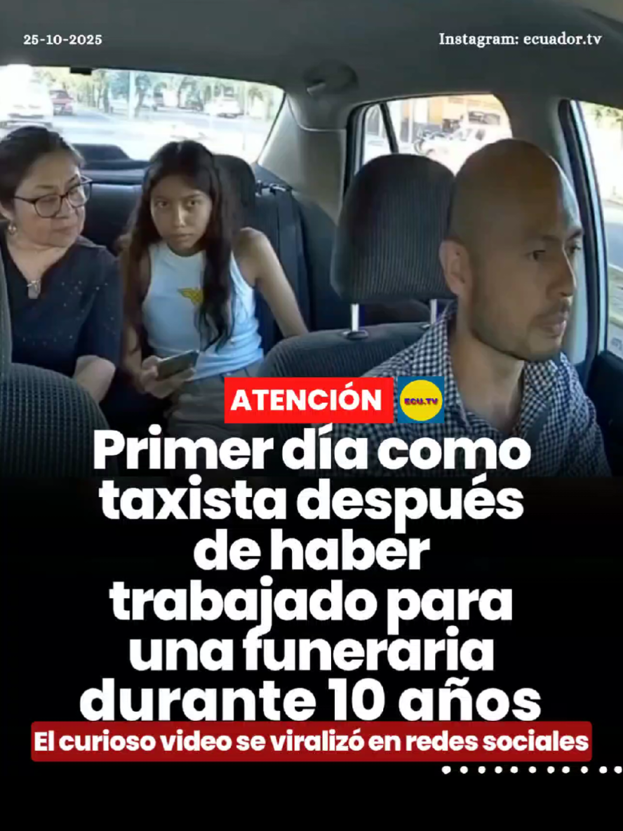 #ATENCIÓN | Primer día como taxista después de haber trabajado para una funeraria durante 10 años 🚨. Después de pasar diez años trabajando como conductor de una funeraria, un hombre decidió dar un giro inesperado en su vida: comenzar su primer día como taxista. El momento fue grabado y compartido en redes sociales, donde generó todo tipo de reacciones y comentarios por lo inusual de la situación.