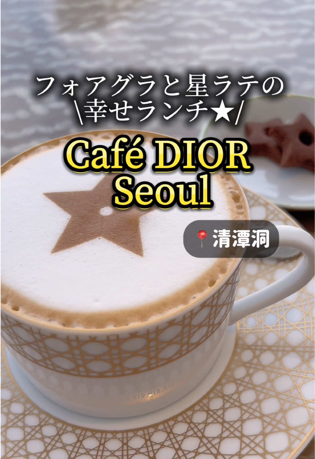 【韓国🇰🇷清潭洞】フォアグラと星ラテの幸せランチ ⭐︎Café DIOR Seoul  💎フォアグラ×トリュフのユッケ風ランチ🍽 食後は“スターラテ”で幸せ時間☕️⭐️ Diorの世界観そのままの上品な空間で、 味も雰囲気も五感で楽しむ“ご褒美ランチ”を✨ 📍Café DIOR Seoul（カフェディオール 清潭） 서울특별시 강남구 압구정로 464, 청담동 (House of DIOR 5F) 🚇狎鴎亭ロデオ駅（압구정로데오역）徒歩約9分 🕒営業時間：11:00〜20:00（日曜〜19:00） #CaféDIORSeoul #韓国カフェ #ディオールカフェ #韓国ランチ　#であいpCut 