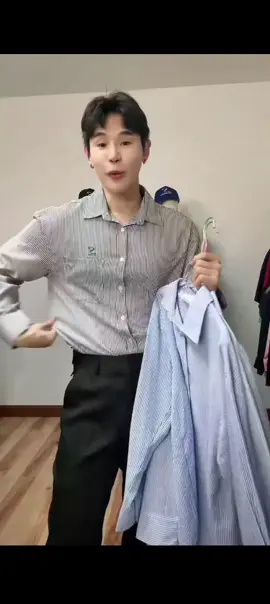 S16: เสื้อเชิ้ตลายริ้วผ้าย่น แนยาว#เสื้อเชิ้ต #เสื้อเชิ้ตแขนยาว #TikTokLooks 
