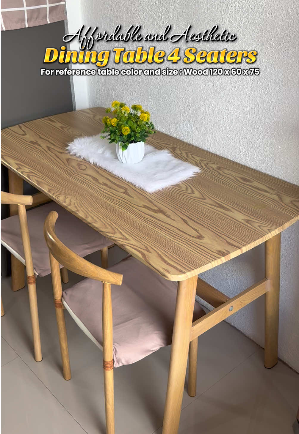 Affordable and quality dining Table✨❤️ Perfect for small spaces and sa tulad  ko na nangungupahan lang🫶 #diningtable #4seaterstable #aesthetictable #table #woodtable 