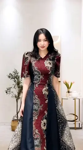 alifah dress batik midi kombinasi katun strecth #daster #dasterviral #dress #dresspesta #gaunmodern 