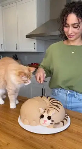 The Cat Runs Away from a Cat-Shaped Cake! 🐱😂 #FunnyCat #CatVideo #CuteAnimals #CatLovers #FunnyMoments 