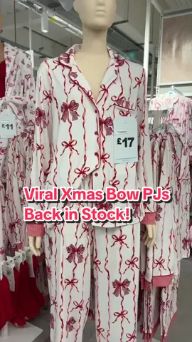 BACK IN STOCK: Christmas bow striped pyjama set🎀❤️ @Primark  #viral #primark #christmaspjs #backinstock #powerofvm 