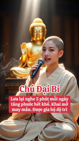 🙏 Nghe Chú Đại Bi 5 phút mỗi ngày sẽ thấy phật pháp nhiệm màu:  1️⃣ Năng lượng từ bi chữa lành thân tâm. 2️⃣ Giảm căng thẳng, tăng sức khỏe tinh thần. 3️⃣ Hóa giải nghiệp bệnh. 4️⃣ Thu hút năng lượng tích cực. 5️⃣ Bình an, khỏe mạnh dài lâu. #chudaibi #loiphatday #nhacphat #phatphapvadoisong #namoadidaphat 