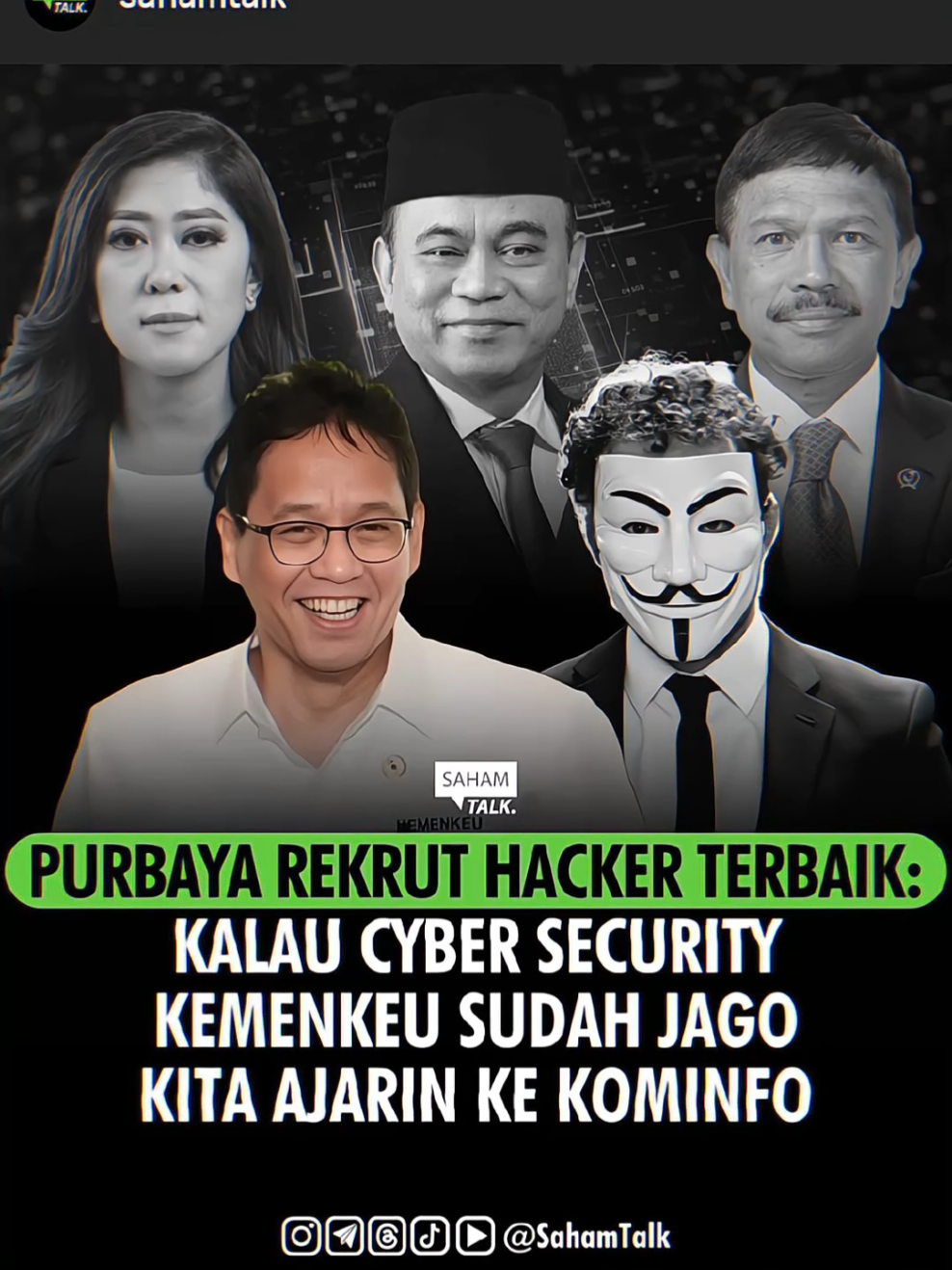 Breaking🚨 “Kita sudah panggil hacker kita yang jago-jago, orang Indonesia tuh hackernya jago-jago banget, saya panggil yang ranking-ranking dunia itu yang jagoan. Nanti kalau cyber security udah top di sini (Kemenkeu), saya akan ajarin ke semua kementerian lembaga di Indonesia, termasuk Kominfo,” ujar Purbaya. SC:sahamtalk #purbaya #menkeu #hacker #fyp 