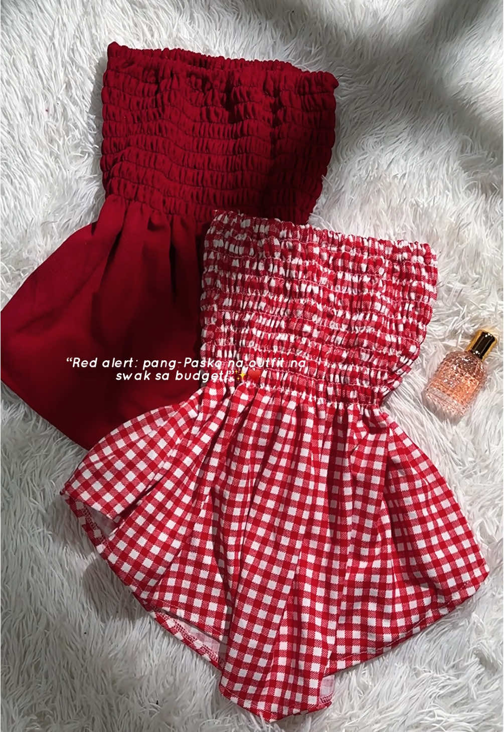 This red top is giving Christmas energy 🎄💃 Simple, classy, at swak sa budget — perfect pang-holiday outfit! #smockingtop #redtop #tube #redoutfit #outfitideas 