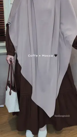 Mix n match Gamis Coffe dan fk warna Mocca 🖤🖤#mixnmatch #ootdsyari #nusseybaactivewear #frenchkhimar 