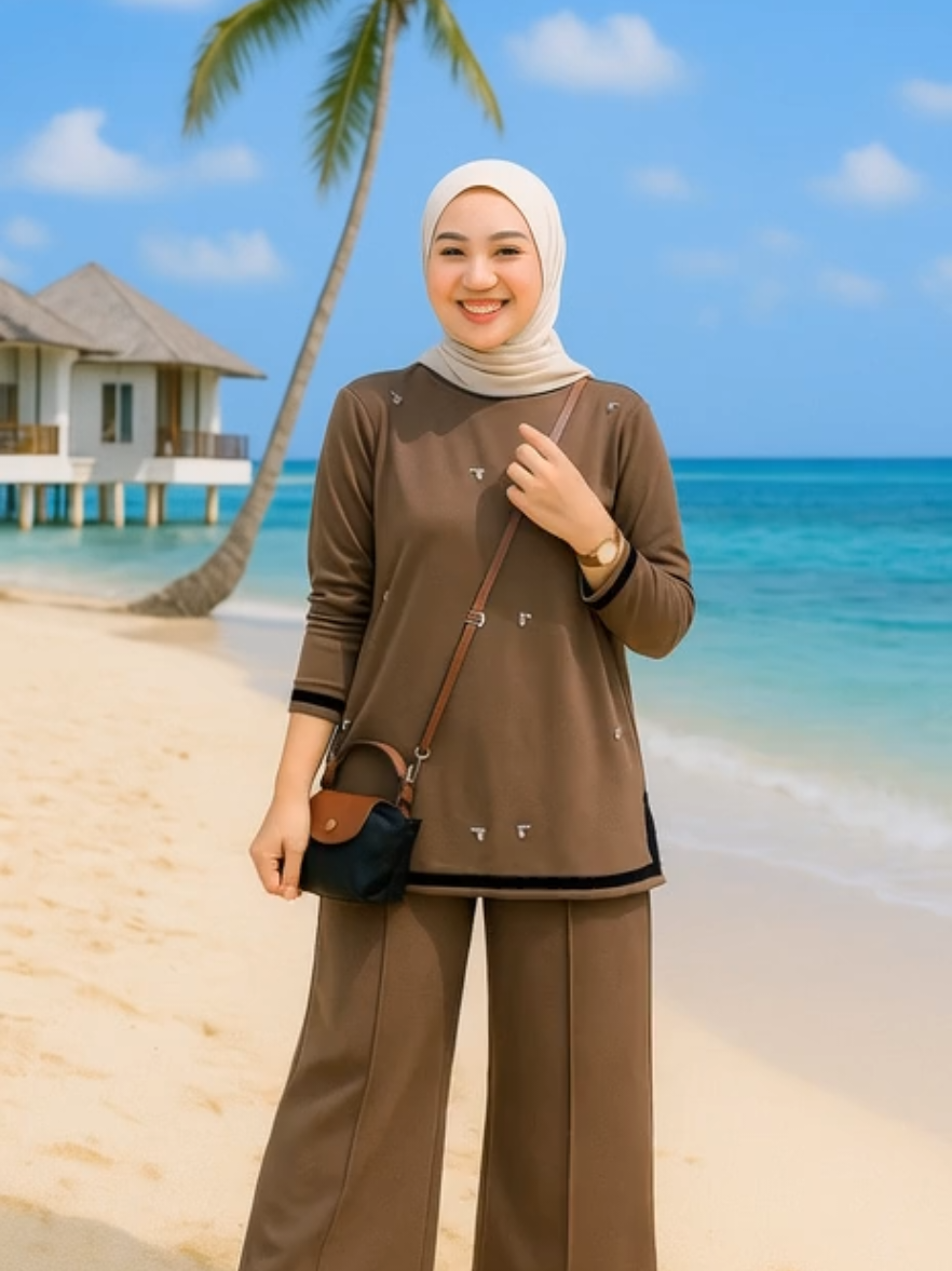 Setelan Knit Motif Bunga Bordir Melati set LD 110-115cm PJ Celana -+90cm Bahan Melar Simpel Modis#setelanwanita #set #oneset #trending #fyp 