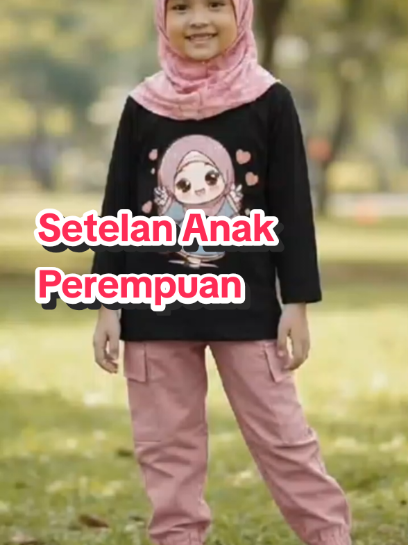 Baju Anak Perempuan Lengan Panjang Celana Cargo Motif Islami Lucu.#setelananak #bajuanakperempuan #tiktokviral #fyp 