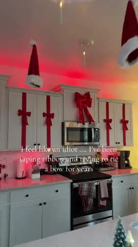 I feel like an idiot, considering I have been taping ribbons to my cabinets forever ##christmas##christmasdecor