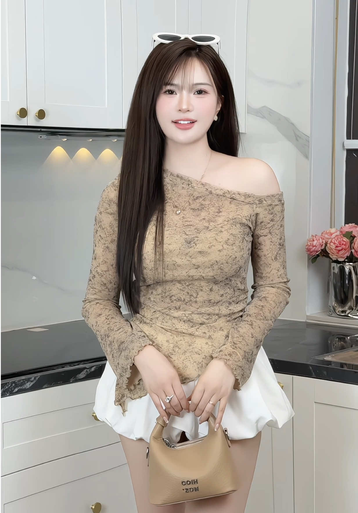 Áo lệch vai tay dài mùa thu #champhanriview 