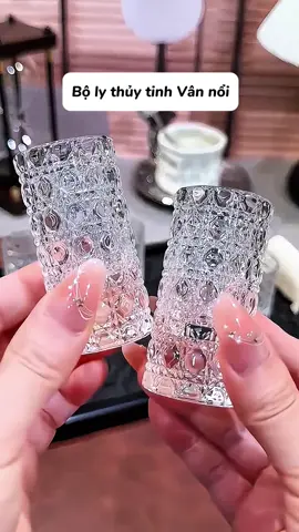 Bộ ly thủy tinh trong suốt sang trọng ,hoa Vân nổi kim cương #lyvanloi #lythuytinh20ml #lyuongruou #lyvankimcuong 