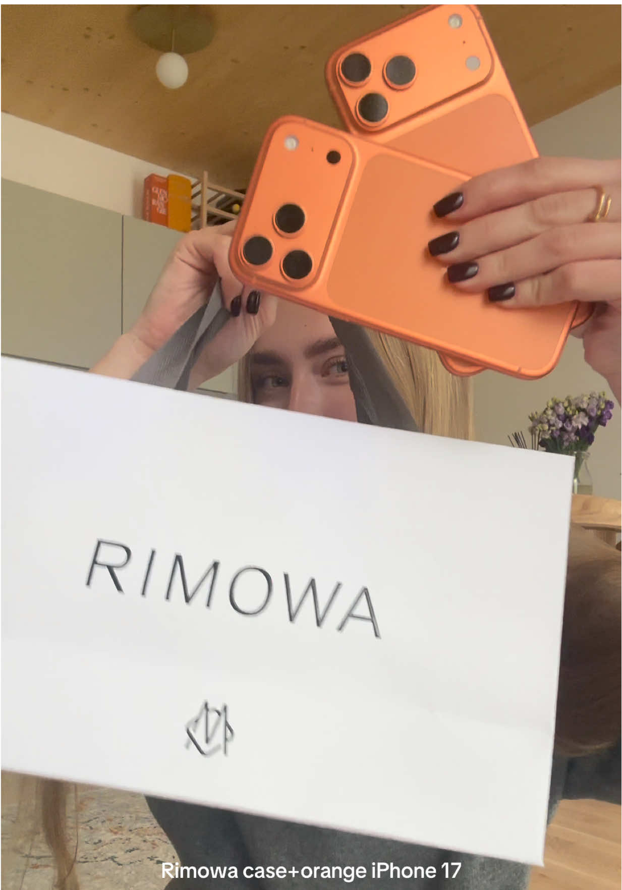Rimowa case and orange iPhone 17🧡#recommendations #rimowa #iphone17promax #asmrvideo #unboxingvideo 