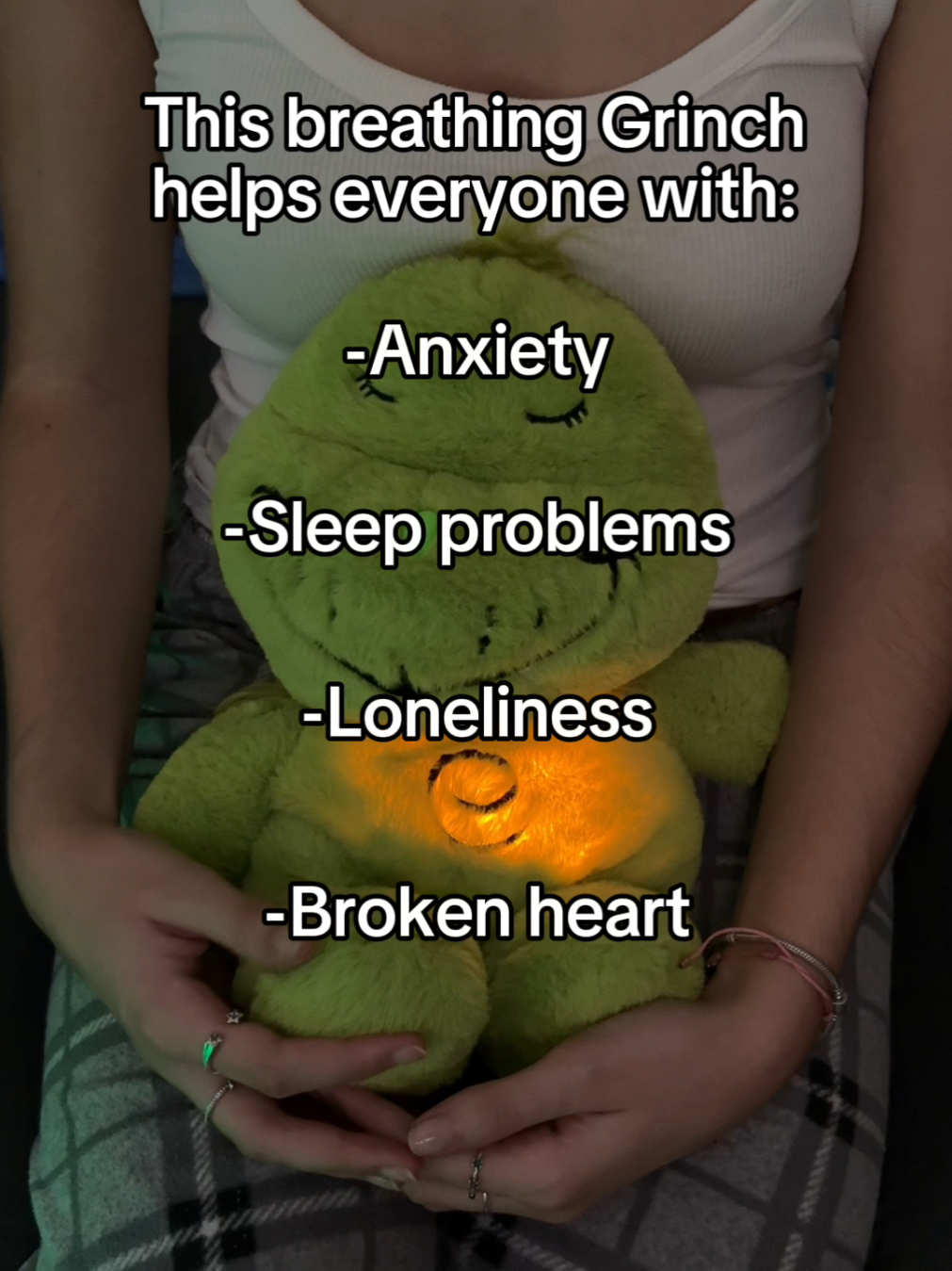 Would you have one? 🥹💚 #grinchmas #plushies #grinch #christmas #grumpy This is a Breathing Grinch plush that helps everyone who have anxiety, have sleep problems, don't like Christmas and a partner to share a night 🥹
