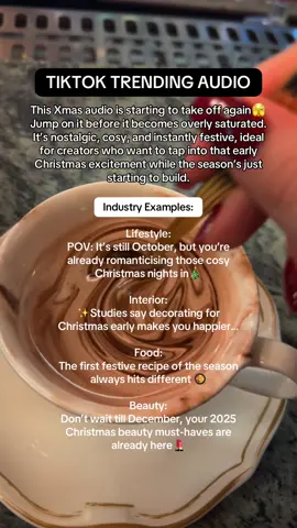 Don’t hate me🫣 It’s an early Christmas trending audio!!🎄 This is the perfect audio opportunity for those in the following industries:  -Lifestyle content -Interior content  -Food/ Hospitality content -Beauty content  -Fashion content  Follow my page for daily trending audios, content ideas and social media growth tips to help you grow on TikTok💫🤍 #trendingsound #trendingaudio #earlytrendingaudio #socialmediamanager #contentideas 
