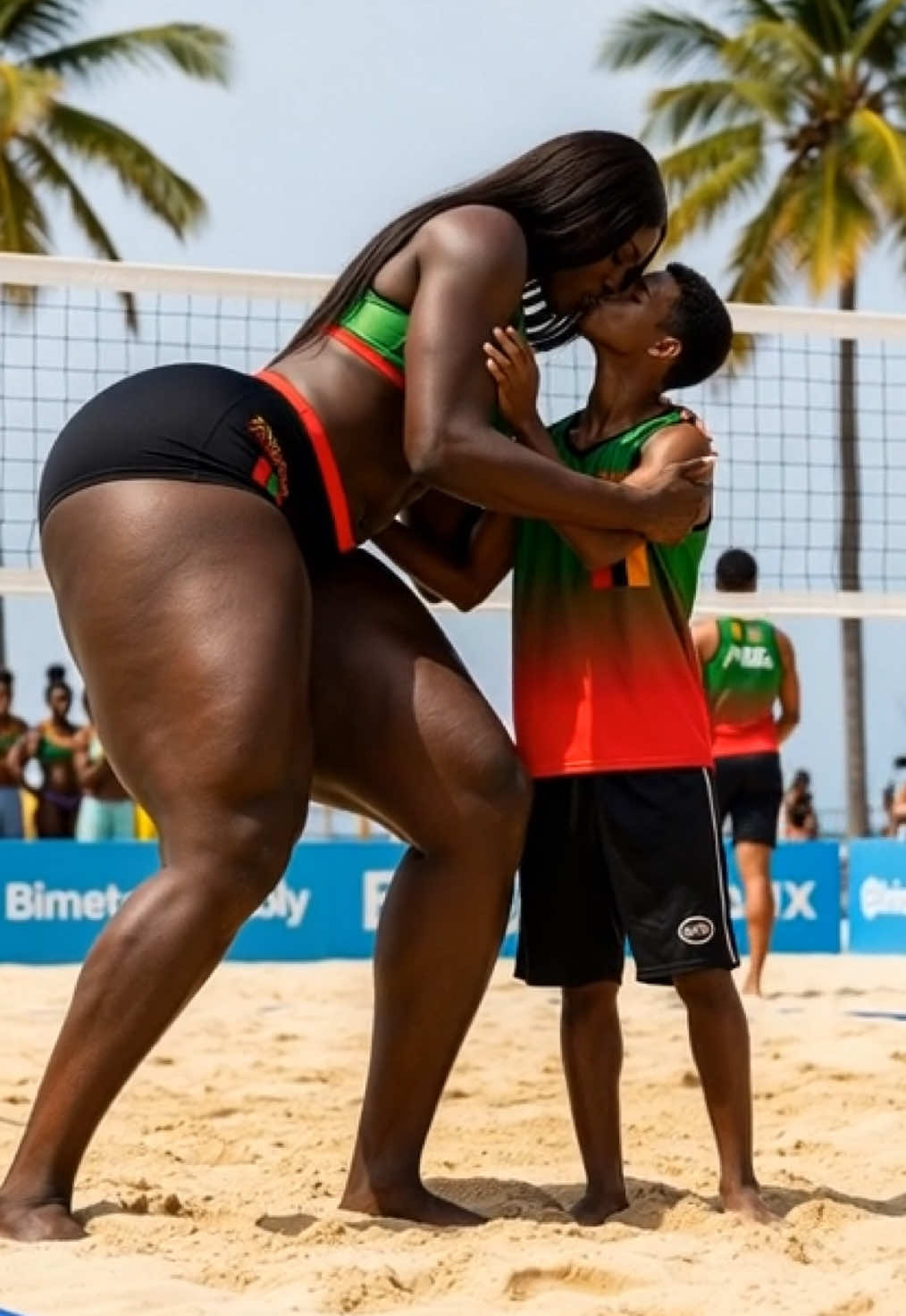 His tall girlfriend is a volleyball player😍