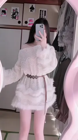 [LEN QC LOẠI 1- TẶNG KÈM ĐAI] Áo len QC phối lông tâng xinh/ dáng dài#setaovay #setaoxinh #thoitrangnu #xuhuongtiktok 