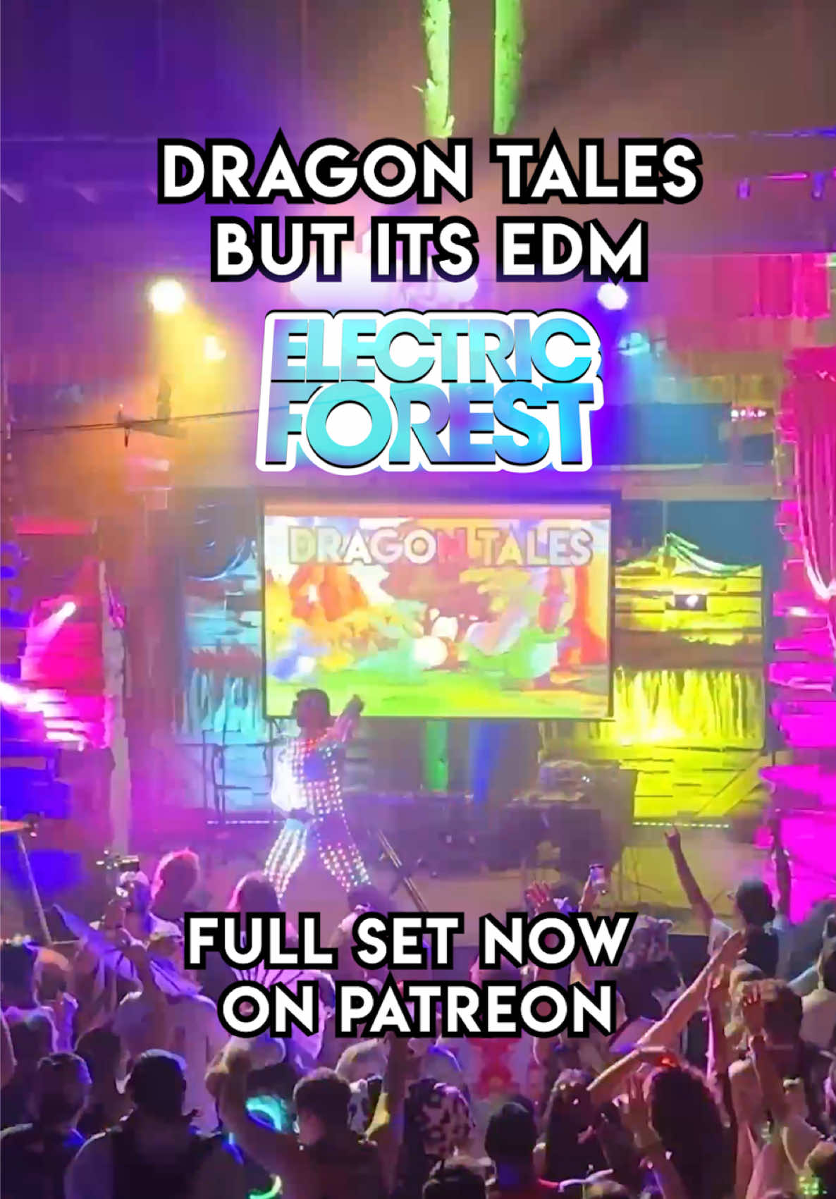 Story time 🐉 - 1 full year of the Dragon Tales Remix After two years 2022 - 2024 of designing the most fun festival show I could imagine filled with nostalgia and throwbacks, I’ve been gradually replacing the oversaturation of silly tunes in my show with bumpin’ original music. Don’t worry, the silly bangers will hit even harder when there’s only a couple in the set ;) The Dragon Tales remix never would’ve happened were it not for my dear friend Sarah asking PlexusPlay to DJ her wedding and requesting this remix as a wedding gift <3  Shoutout PBS kids Clip from my full electric forest set (avail on my Patreon) #dragontales #rave #nostalgia #electricforest