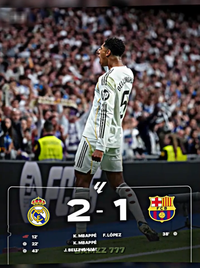 HT : REAL MADRID 2 - 1 BARCELONA #realmadrid #halamadrid #barcelona #ElClasico #fyp 