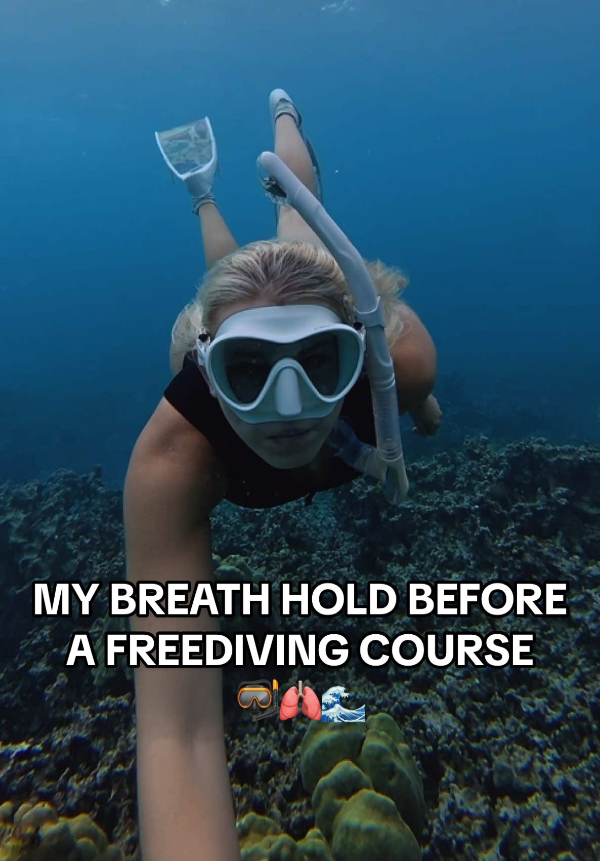 Can you hold your breath through this whole video? 🫁 Follow along to see my progress and how deep I can go by the end of my freediving course! 🤿🌊 So happy to have my @apple Watch Ultra 2 to track my depth and time each dive!⌚️ #freediving #oceangirl #ocean #freedivegirl #hawaii 