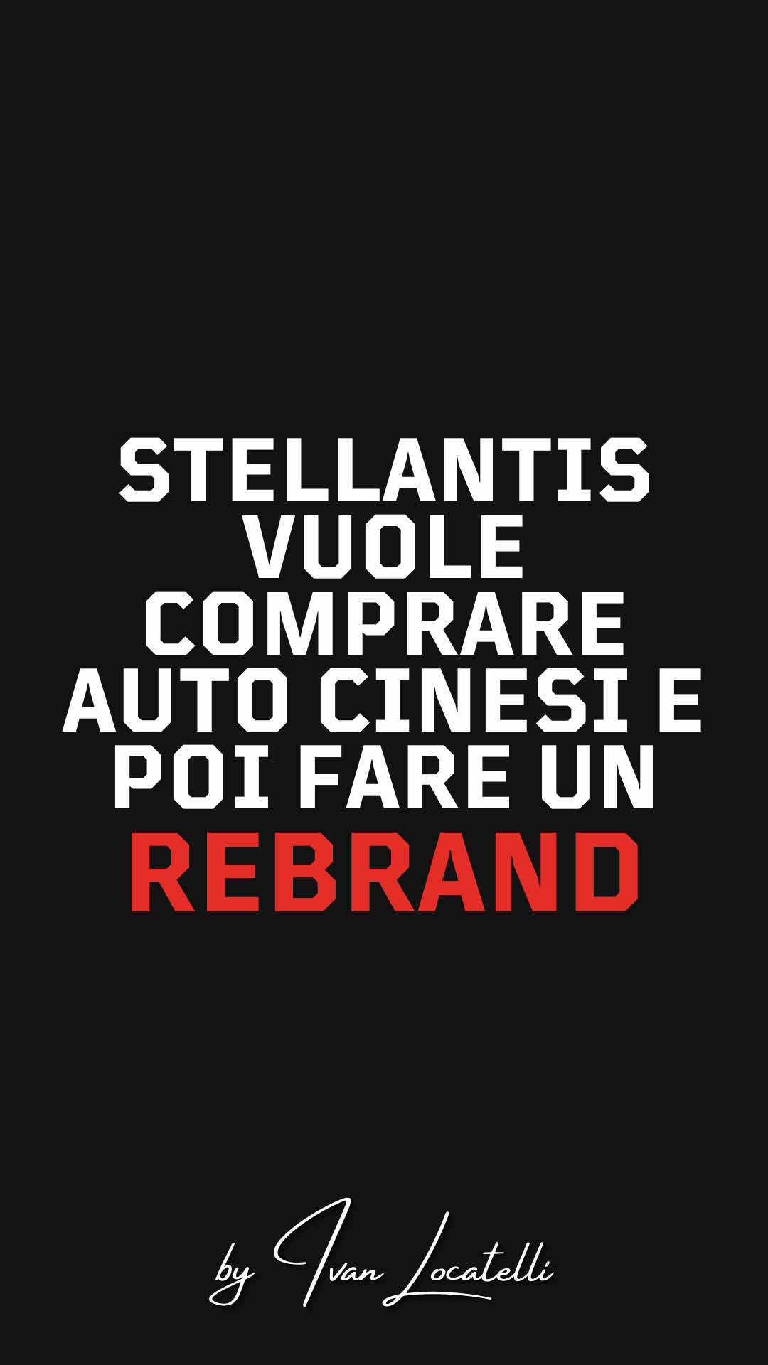 Stellantis, uno dei giganti dell’automotive europeo, ha annunciato che potrebbe acquistare auto cinesi e rivenderle con i propri marchi come Fiat, Peugeot e Opel. Una mossa che arriva in un momento complicato: il titolo Stellantis ha perso oltre il 25% da inizio anno, le vendite di auto elettriche in Europa sono in calo, e in Italia sono stati firmati contratti di solidarietà per 1.800 lavoratori. Ufficialmente, la scelta serve a contenere i costi di ricerca e sviluppo, ma nella realtà rischia di distruggere l’identità stessa del marchio europeo. Mi vendi un’auto fatta in Cina solo cambiando il logo? E nel frattempo, l’Unione Europea continua a imporre limiti e target irrealistici che stanno affossando il settore trainante del nostro continente. Una scelta che potrebbe costare molto più di quanto Stellantis immagina ! #stellantis #italia #fiat #auto 