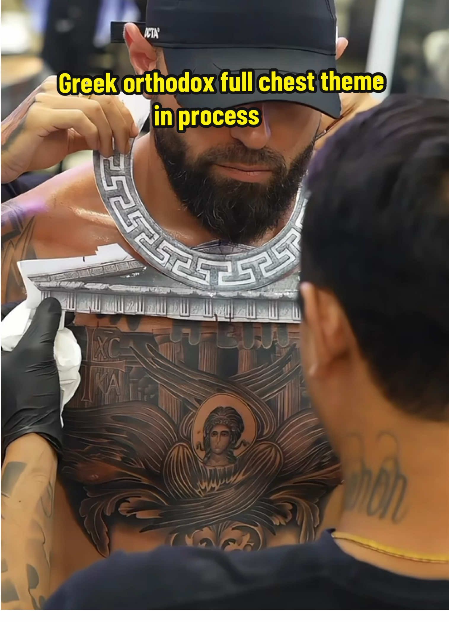 Full chest, Greek Orthodox tattoo in process for our return client after full arm sleeve 📍ink_kingdom_studio Dm us in instagram for appointment 🙏  #inkkingdomtattoo #fyp #tattoo #tattoodesign #tattooideas  