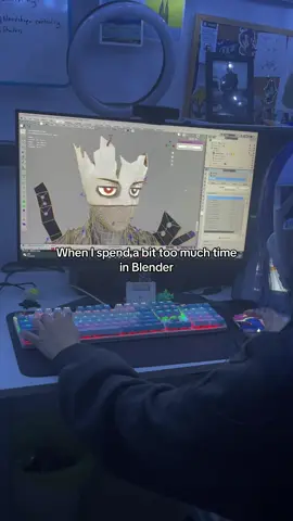 I always end up spending more time than I planned on commissions during the day, anyone else?  #fyp #3Dartist #blender #3Dvtuber #wip 