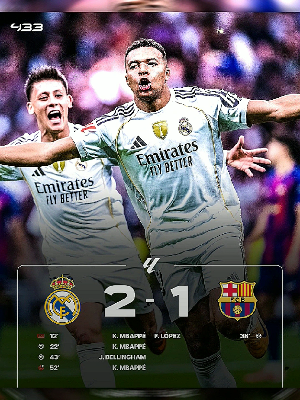 FT:Real madrid 2 x 1 barcelona goal madrid di cetak oleh kylian mbappe dan belingham,real madrid kini memimpin puncak klasemen🥶 #realmadrid #barcelona #ElClasico #fyp #madridista 