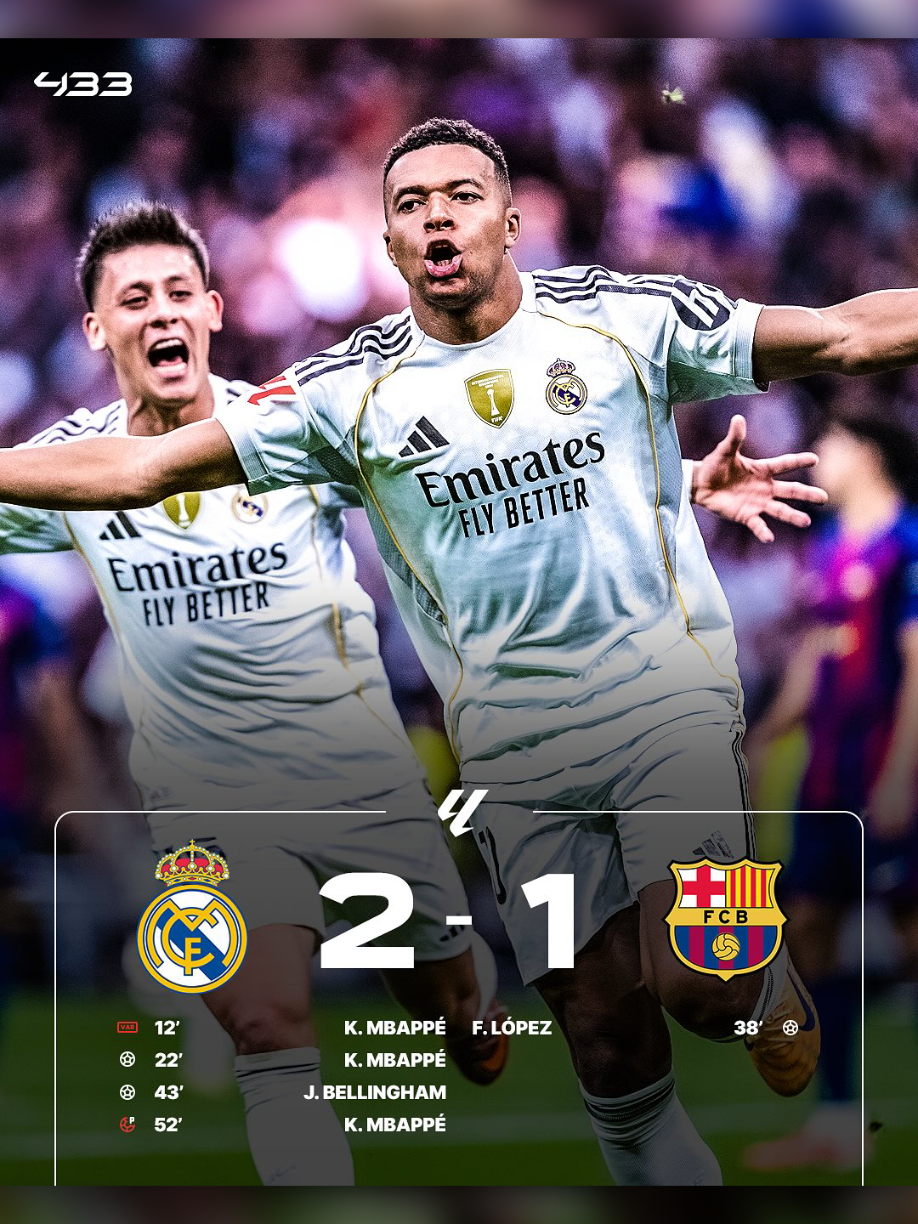 F.T Real Madrid vs Barcelona (2-1), langsung aja kasih pialanya ke king Madrid🤭,Yamal?🤷 #realmadrid #barcelona #football #fypp 