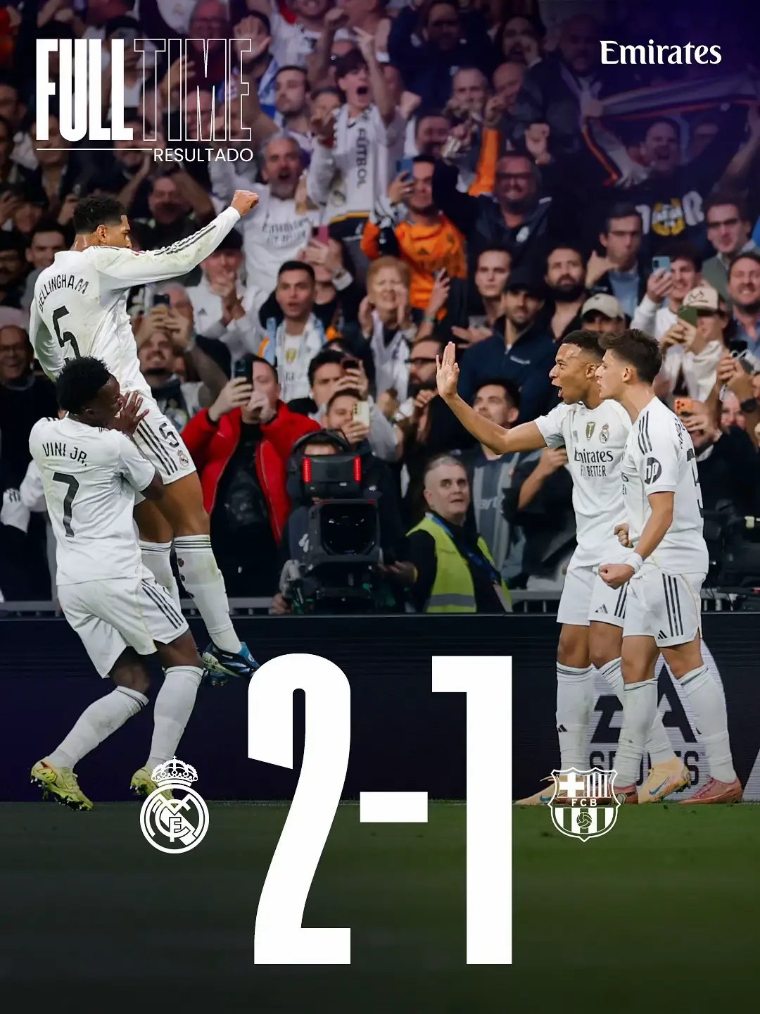 ⚽ 22’ #Mbappe ⚽ 38’ Fermín ⚽ 43’ #Bellingham @Emirates | #ElClásico
