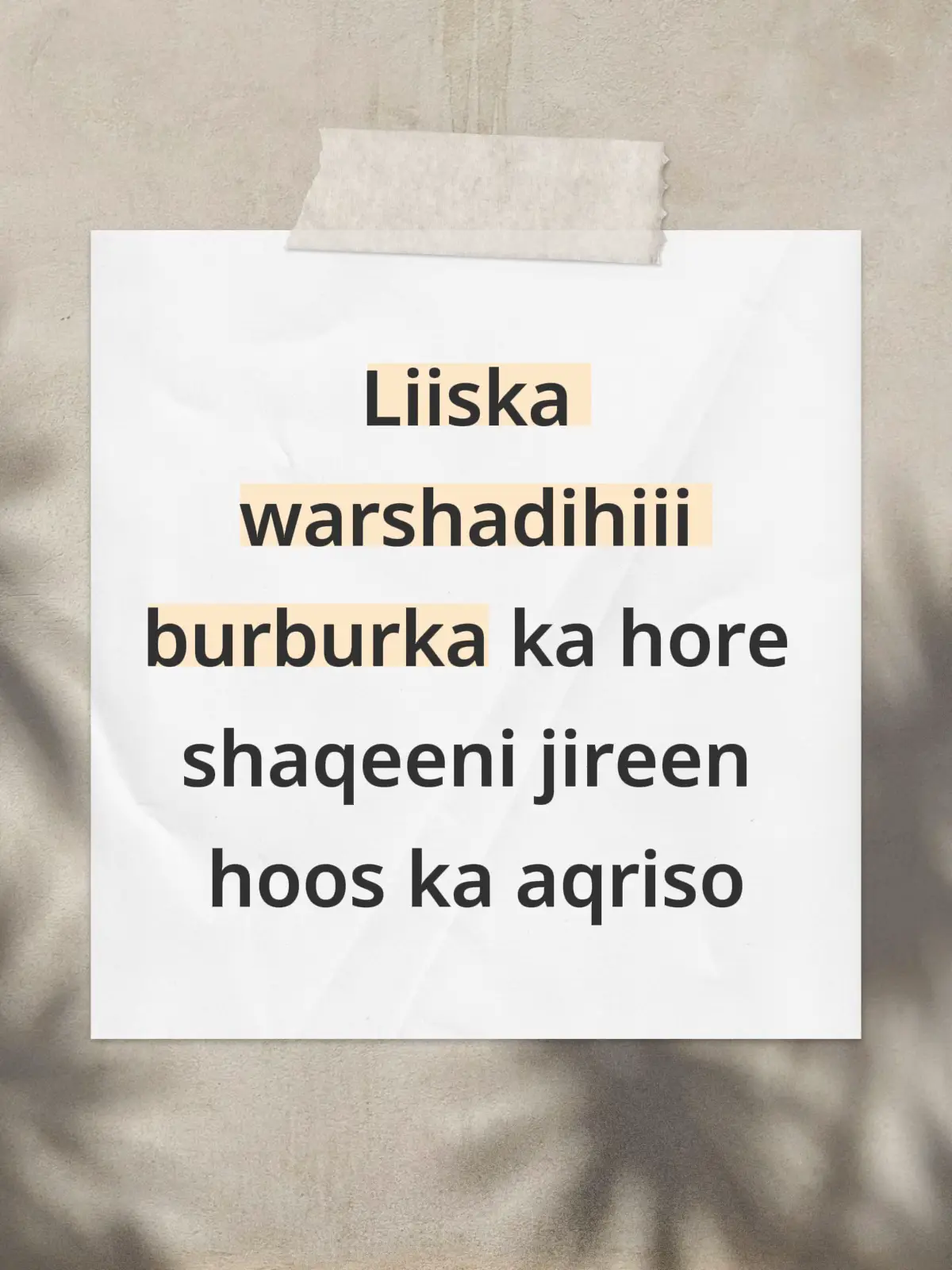 LIISKA WARSHADIHII SOOMAALIYA 35 SANO KA HOR: 1. Warshadda Sonkorta SNAl, Jowhar 2. Warshadda Sonkorta Jubba Mareeray 3. Warshadda Caanaha Xamar 4. Warshadda Dharka iyo Suufka 5. Warshadda Hilibka Kismaayo 6. Warshadda Sigaarka iyo Taraqa Xamar 7. Warshadda Maacuunta Xamar 8. Warshadda Shamentada Berbera 9. Warshadda Safaynta Batroolka Xamar 10. Warshadda Hillbka SOPRAL 11. Warshadda Bacrinta Muqdisho 12. Warshadda Birta Shubta Xamar 13. Warshadda Sallidda Xamar 14. Warshadda Daawada Xamar 15. Warshadda Hargaha iyo Kabaha KM7 16. Warshadda Hargaha Soomaaliya (HASA) 17. Warshadda Hargaha Kismaayo 18. Warshadda Hargaha Hargeysa 19. Warshadda Hargaha Burco 20. Warshadda Gympsuimka Berbera 21. Warshadda Eterniga Berbera 22. Warshadda Kalluunka Laas Qoray 23. Warshadda Kalluunka Qandala iyo Xabo 24. Warshadda Qaboojiyaha Berbera 25. Warshadda Badarka Hargeysa 26. Warshadda Badarka Baydhabo 27. Warshadda Burka iyo Baastada Muqdisho 28. Warshadda Badarka Burco 29. Warshadda Labanka Afgooye 30. Warshadda Badarka Xamar 31. Warshadda Habka cusub Xamar 32. Warshadda Khudaarta ITOP Afgooye 33. Warshadda Badarka Kismaayo 34. Wakaaladda Madbacadda Qaranka Xamar 35. Warshadda Caagga iyo Kartoonka INKAS Jamaame 36. Wakaaladda Xoogga Korontada Umadda LIISKA WARSHADAHA GAARKA LOO LEEYAHAY: 37. Warshadda Sagal Juice 38. Warshadda Biyaha Mineralka (Igar) 39. Warshadda Nacnaca Jirde (Star Confectionary) 40. Warshadda Galalka iyo Faylasha 41. Warshadda Funaanadaha Sharif 42. Warshadda Ifka Kiimikaliska 43. Warshadda Bayl (Somali Chemical Industry) 44. Warshadda Jawaannada (Somali Bag Co.) 45. Warshadda Marmarka Xamar 46. Warshadda Marmarka labada Walaalaha Muqdisho 47. Warshadda Tegola (Roof Tiles and Ridges Fac.) 48. Warshadda Dacaska (Somali Industry) 49. Warshadda Shamo Plastic and all. Plant) 50. Warshadda New Press 51. Warshadda Birshubidda Galeyr 52. Warshadda Somali Prefabric Building Materials 53. Warshadda Shaambada iyo Saliidda Timaha (Ramaax) 54. Warshadda Puntland Cosmetics 55. Warshadda Godir Sport 56. Warshadda Hargaha iyo Kabaha Soomaaliyeed (Conceria e calsaturicio Somala) 57. Warshadda Rinjiga Qasaca (Svilla) 58. Warshadda Rinjiga iyo Qasaca Banaadir 59. Warshadda Rinjiga Soomaaliyeed (Iversom) 60. Warshadda Kabaha Soomaaliyeed (Somali Fashion shoes) 61. Warshadda Aluminiyumka HODA 62. Warshadda Warmaash 63. Warshadda Central Foundary 64. Warshadda Koka-Kola (N.B.C), Coca-Cola 65. Warshadda Guuleed Furniture 66. Warshadda Wahablas (Hamar Plast and Allum.) #somalitiktok #followpage #fyp #viral #foryoupage❤️❤️ 