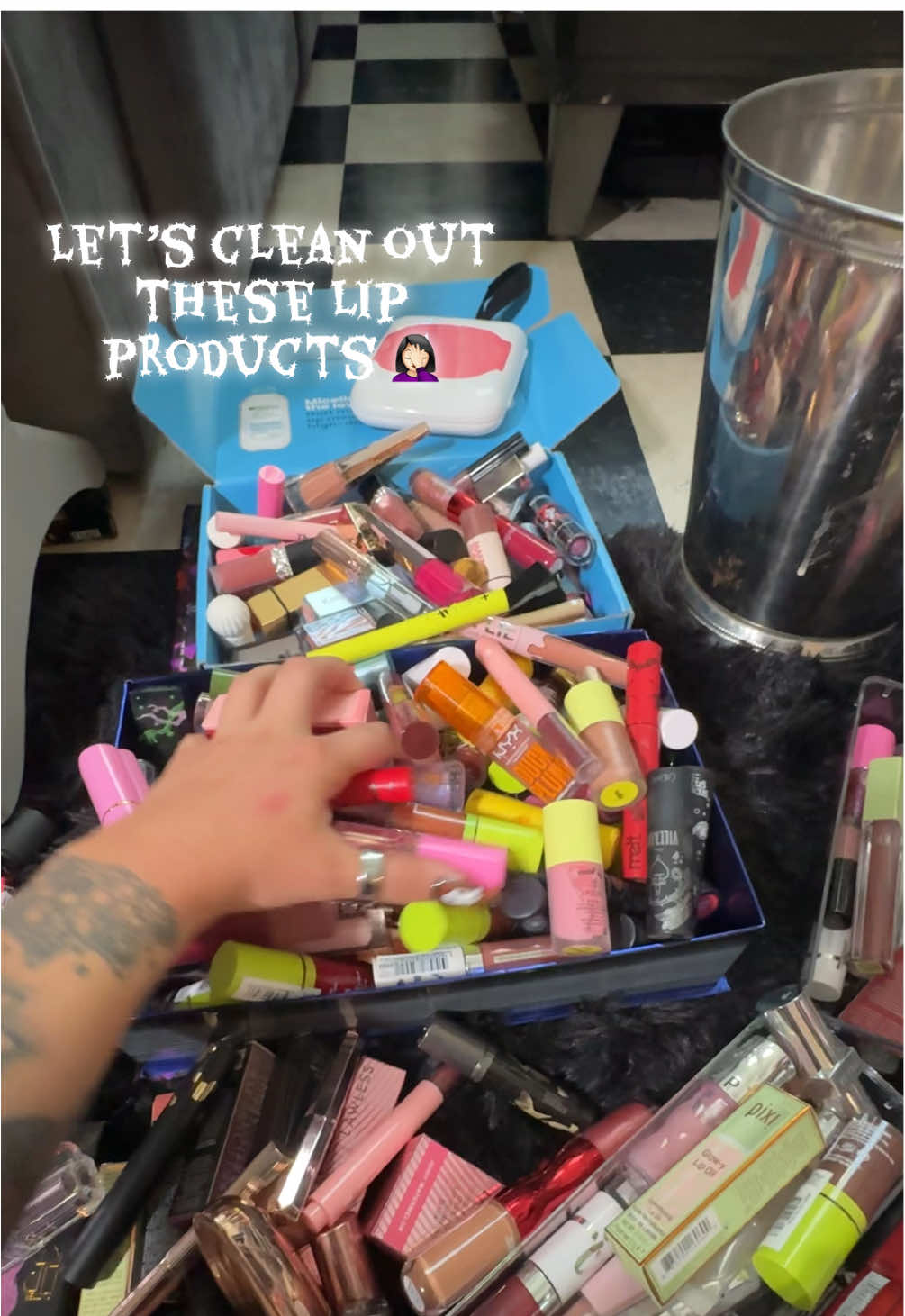 It’s time! Some of these are old, barely used and brand new. Need to declutter. Old ones are getting trashed and new ones are getting donated. #CleanTok #declutter #makeupcleaning #makeuporganization 