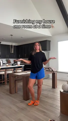 Dining area is almosssst perfect🤭 a rug and curtains will be picked up soon!!  Chairs are @Arhaus  Table @crateandbarrel  Table runner @target  Decor @HomeGoods 