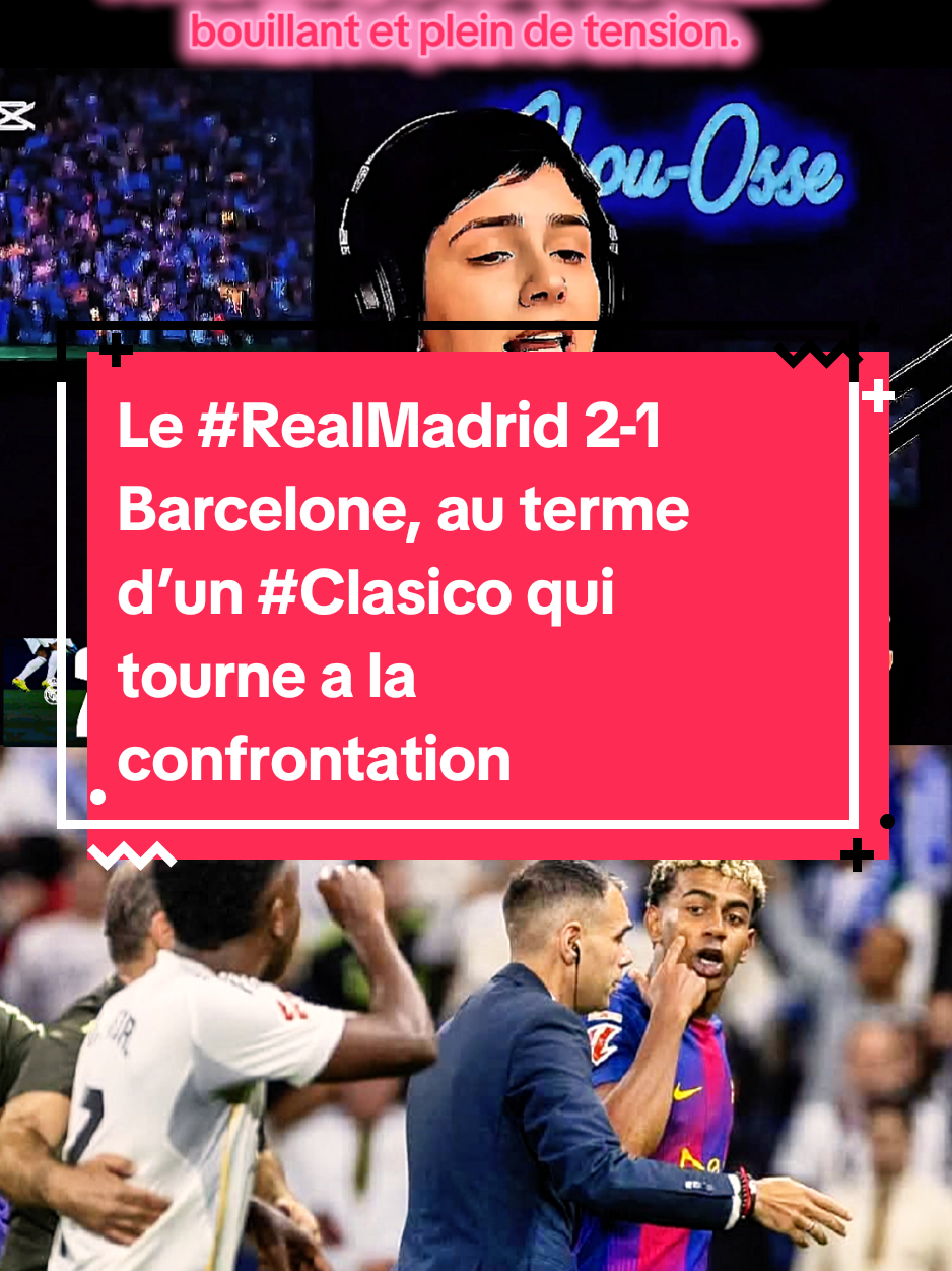 Le #RealMadrid  s’impose 2 buts à 1 face au FC #Barcelone  au terme d’un #Clasico qui tourne a la confrontation.