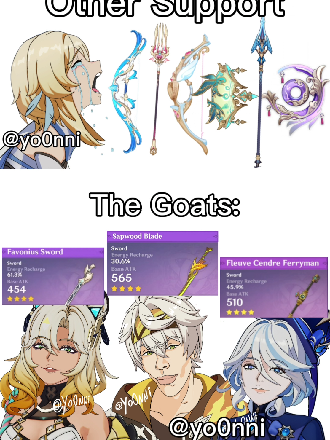 Los mejores support del juego  #GenshinImpact #genshinmemes #bennett #xilonen #furina 