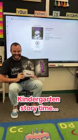 Reading a story in kindergarten with @Novel Effect 📚🎶✨…COOLEST THING EVER 😍✨ The app adds sound effects and music to make books come to life 👻 #noveleffectpartner #teachers  #Kindergarten #teachersoftiktok #teachertok 