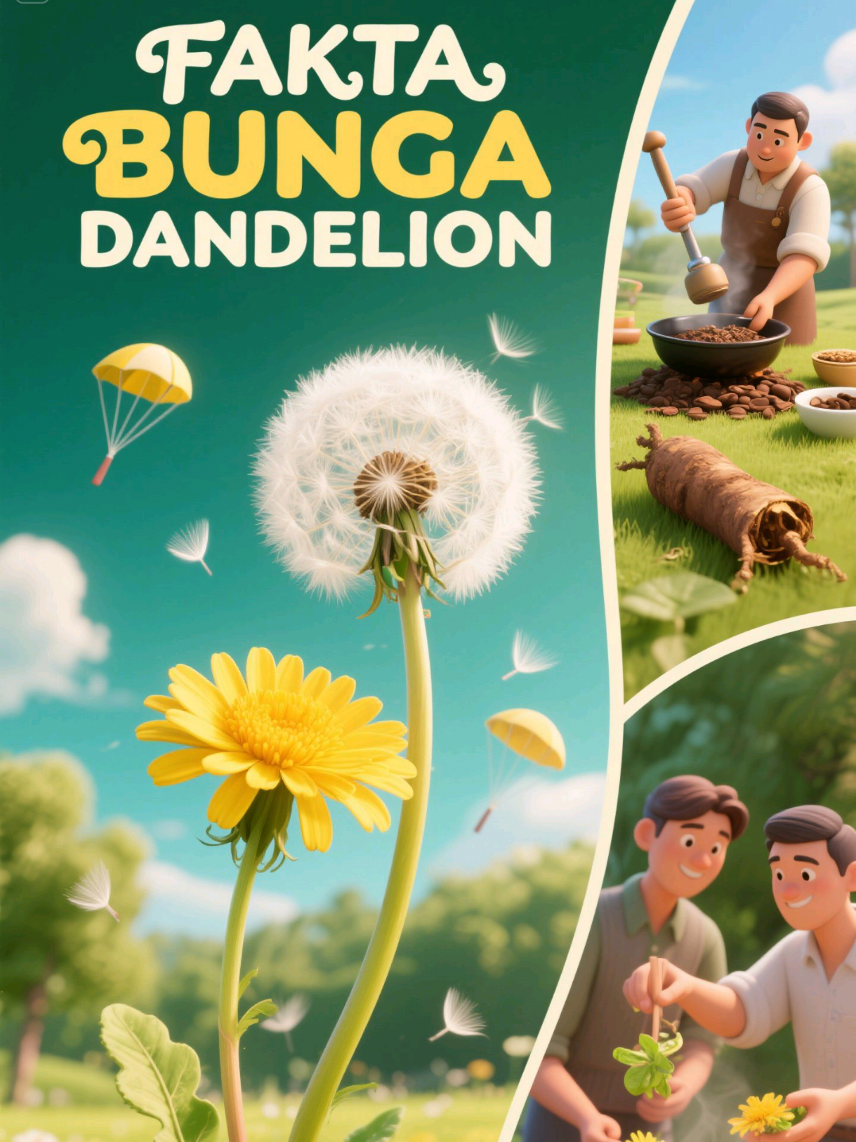 🧠 Detail Fakta: Tahukah kamu? Saat kamu meniup bunga dandelion, setiap bulu putih yang terbang sebenarnya adalah biji yang bisa tumbuh menjadi bunga baru. Itulah mengapa dandelion bisa muncul di mana-mana! 🌬️✨ Uniknya, seluruh bagian dandelion bisa dimakan: Bunganya bisa dijadikan salad segar  Daunnya bisa dimasak seperti bayam  Akarnya bisa dipanggang dan digiling, rasanya mirip kopi alami  Jadi, dandelion bukan cuma indah, tapi juga bermanfaat banget!  Sumber Video: Zack D Films  #faktaunik #bungadandelion #edukasitiktok #faktamenarik #fyp